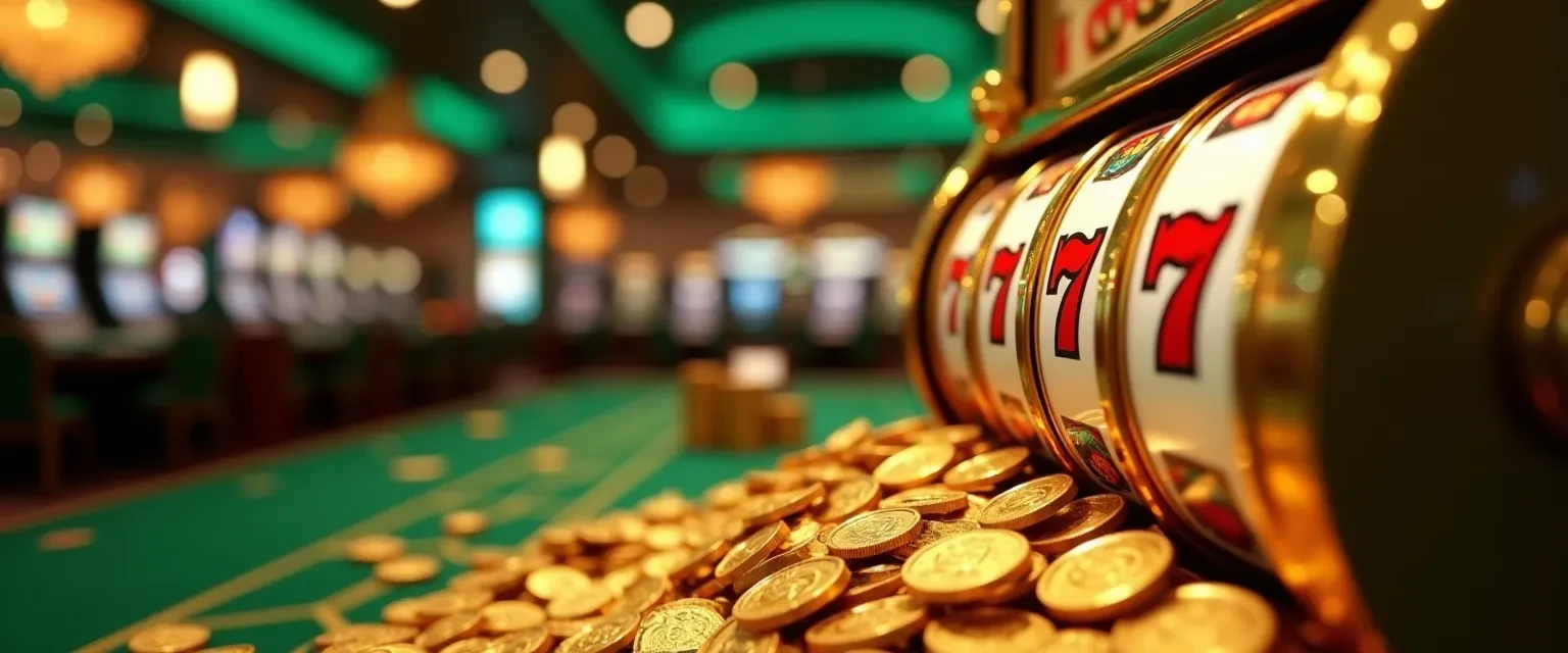 Ambiente casino con vincita e tavoli verdi